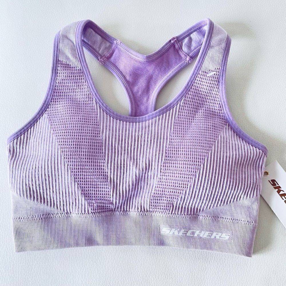 NWT Skechers Sz S Lilac seamless 4 way stretch super soft tagless sports￼ bra